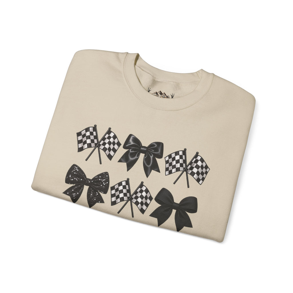 Bows & Racing Flag Crewneck Sweatshirt