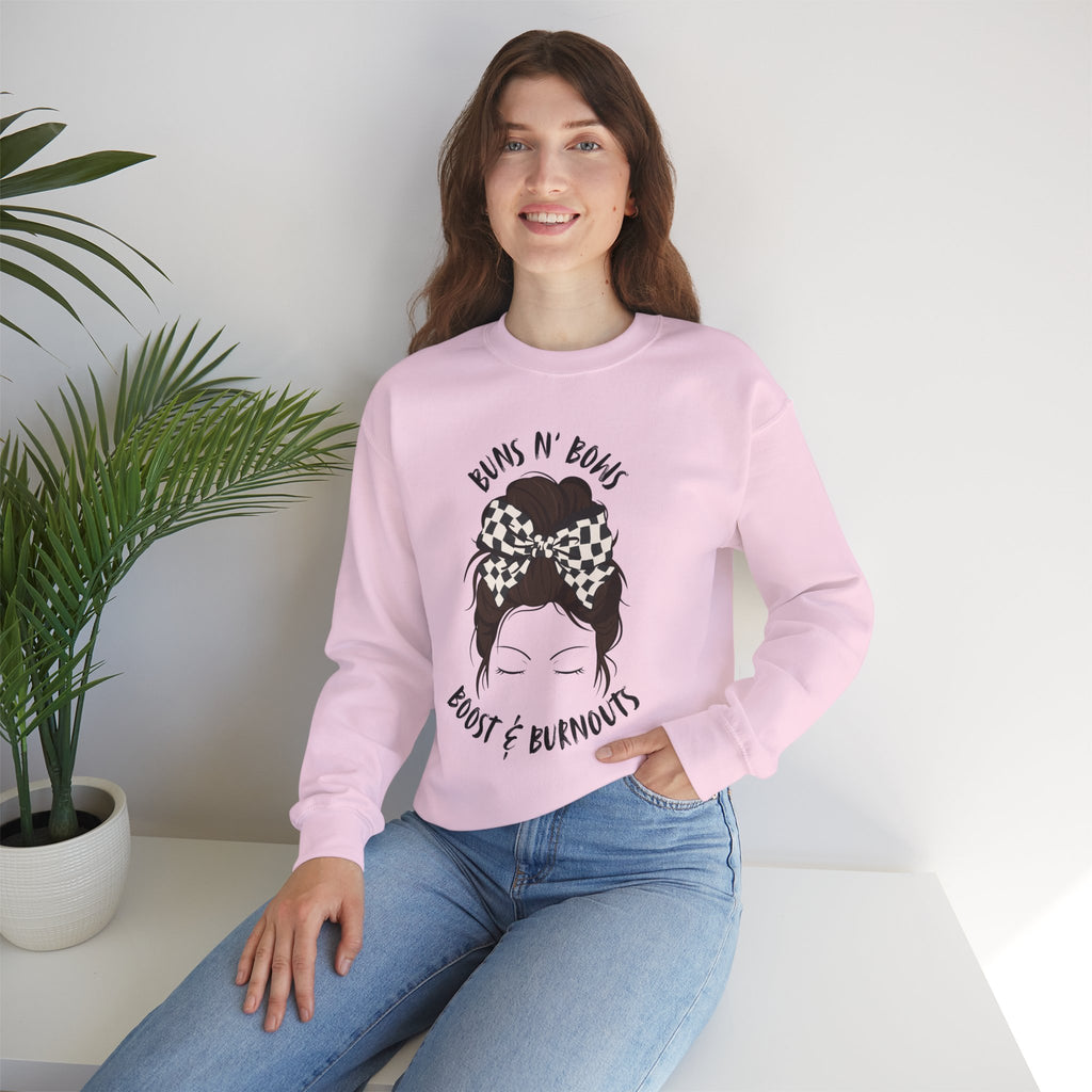 Buns N' Bows Boost & Burnouts Crewneck Sweatshirt