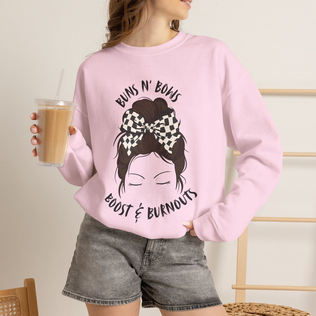 Buns N' Bows Boost & Burnouts Crewneck Sweatshirt
