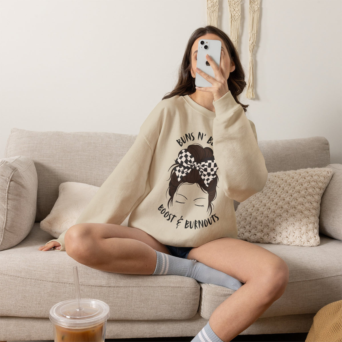 Buns N' Bows Boost & Burnouts Crewneck Sweatshirt