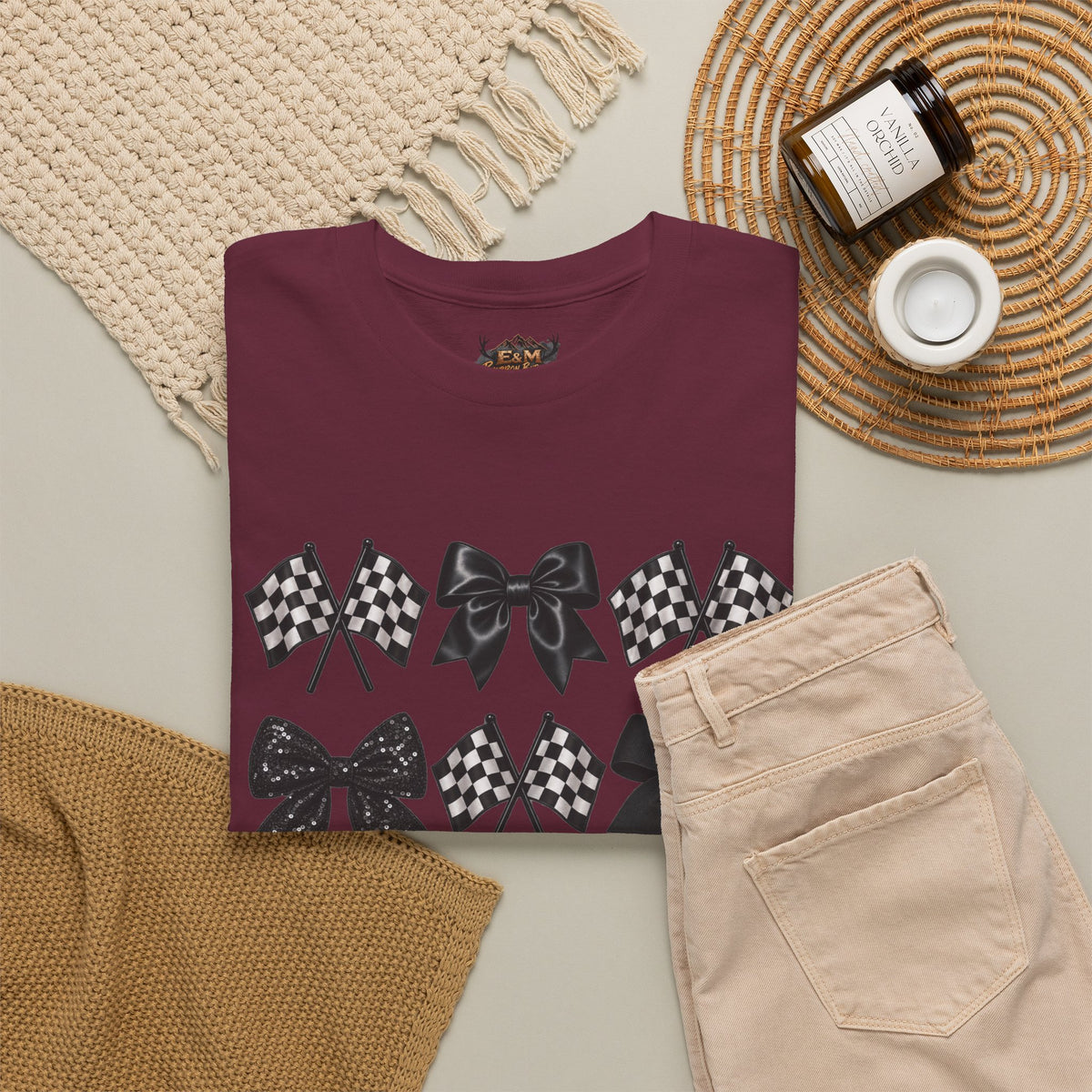 Bows & Racing Flag T-Shirt
