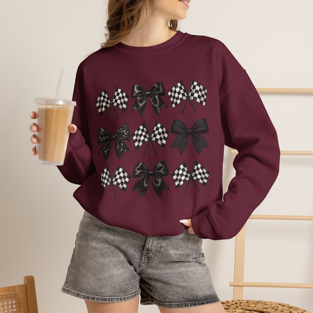 Bows & Racing Flag Crewneck Sweatshirt