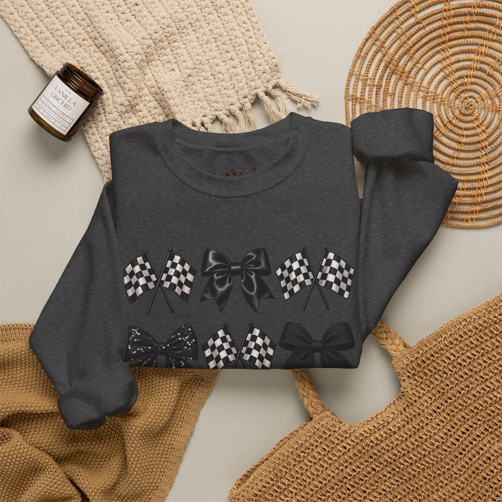 Bows & Racing Flag Crewneck Sweatshirt