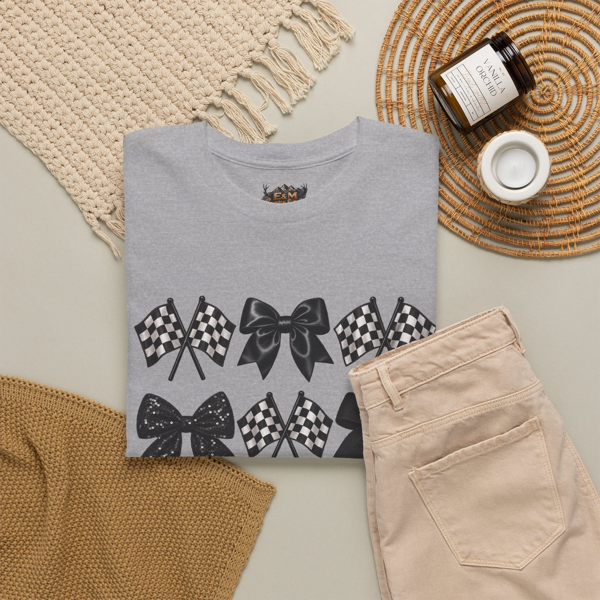 Bows & Racing Flag T-Shirt