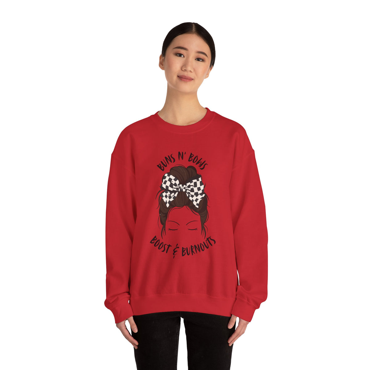 Buns N' Bows Boost & Burnouts Crewneck Sweatshirt