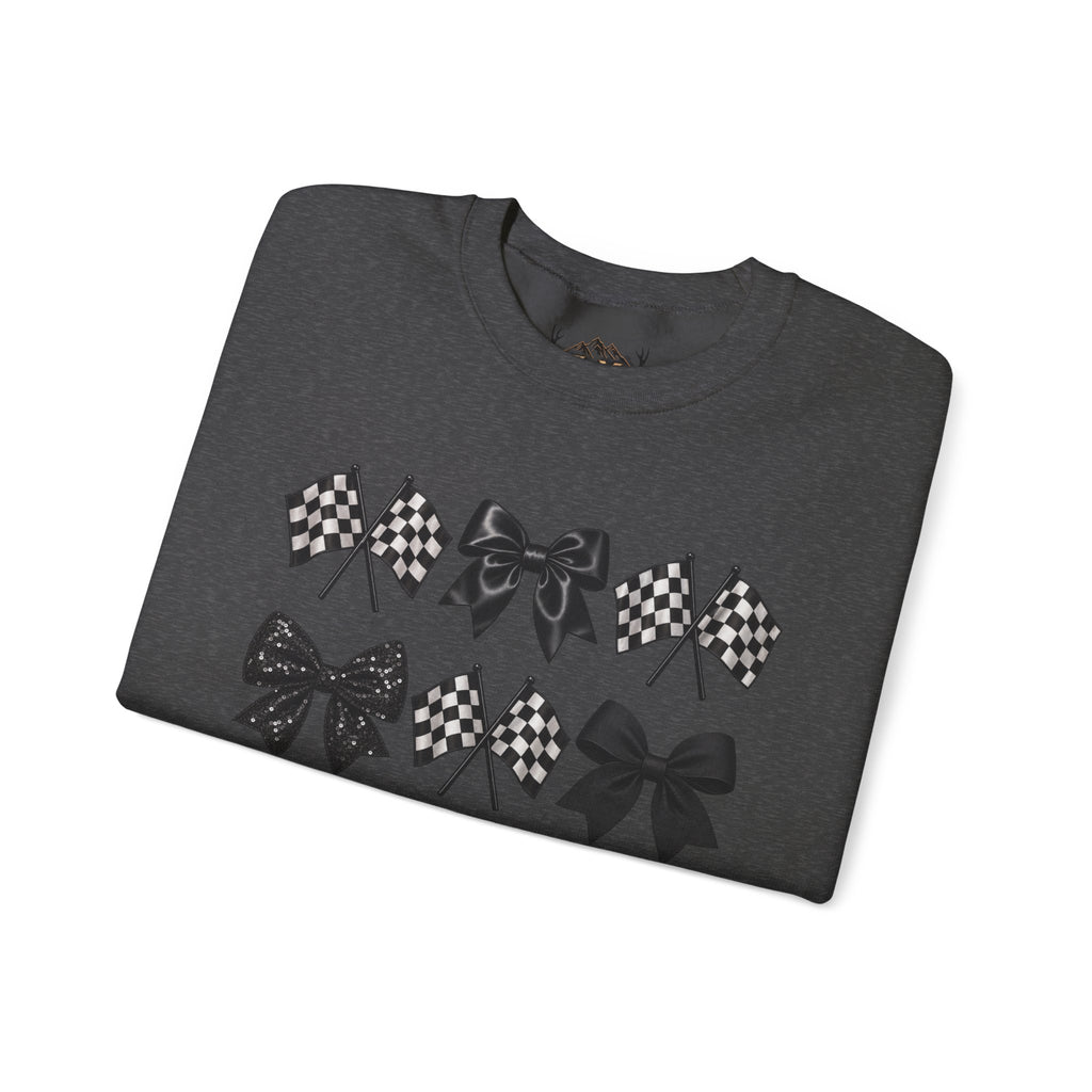 Bows & Racing Flag Crewneck Sweatshirt