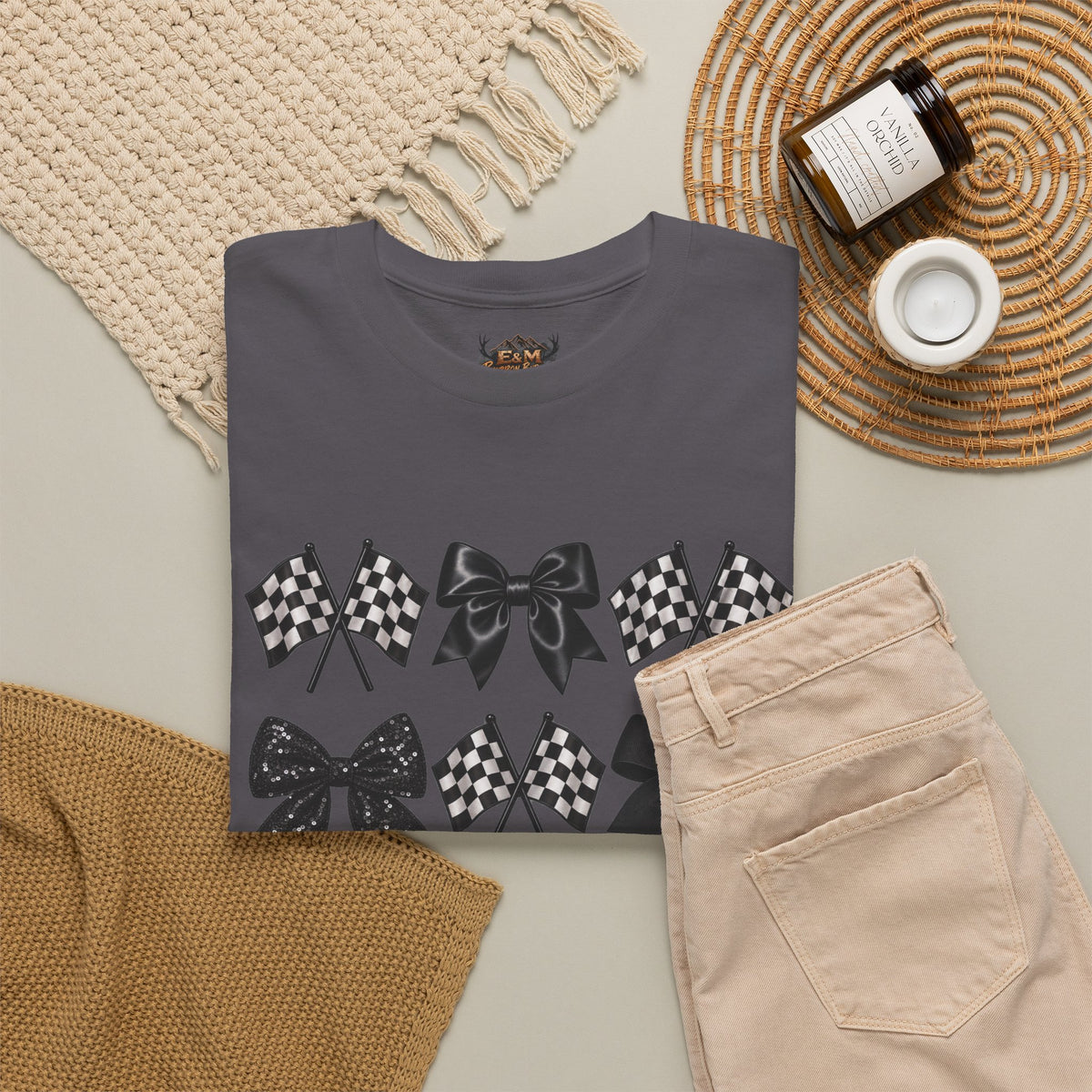 Bows & Racing Flag T-Shirt
