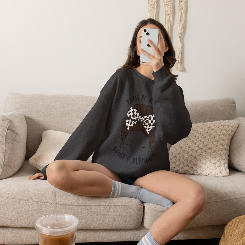 Buns N' Bows Boost & Burnouts Crewneck Sweatshirt