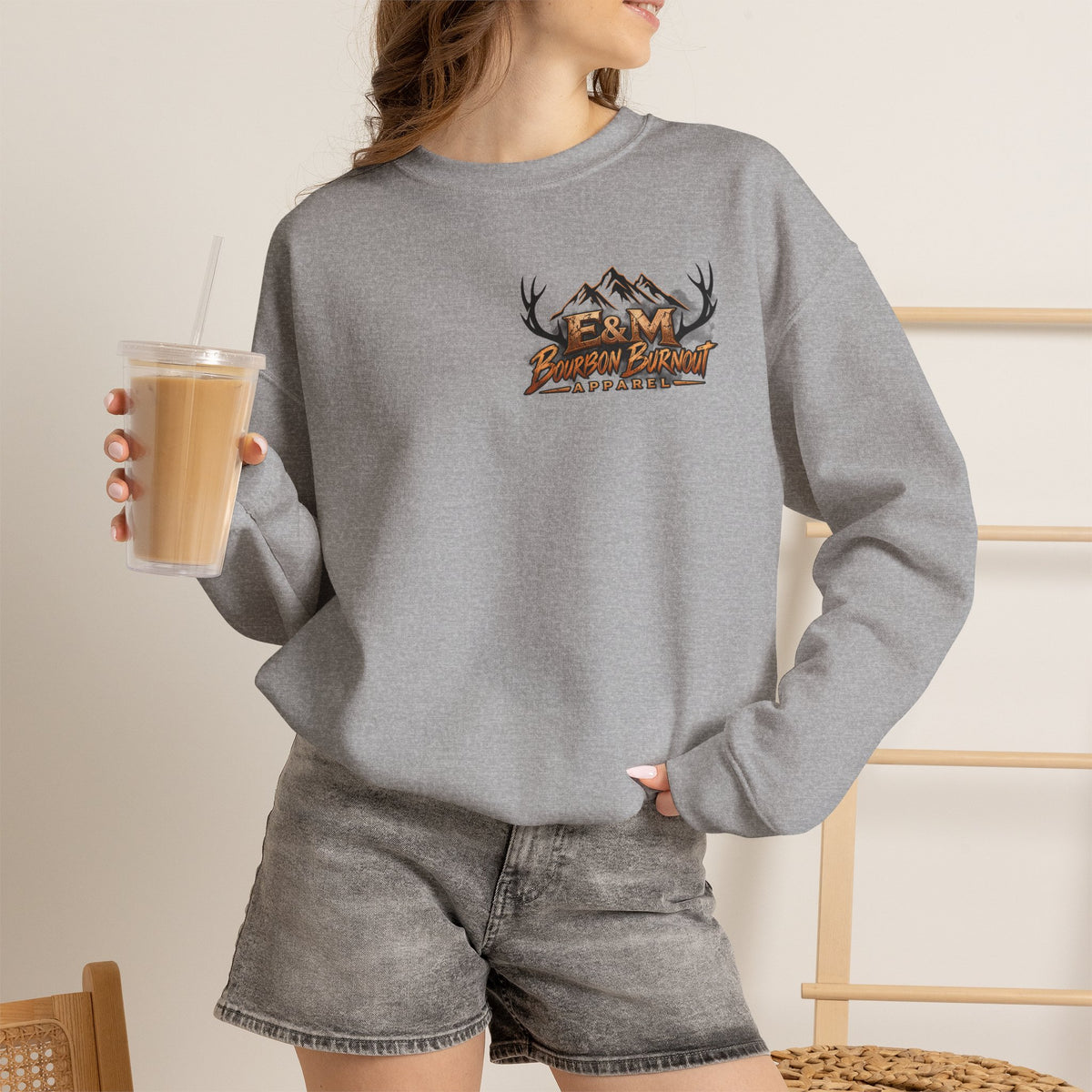 E&M Bourbon Burnout Apparel Crewneck Sweatshirt