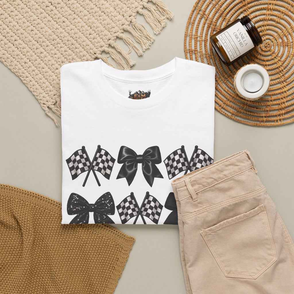 Bows & Racing Flag T-Shirt