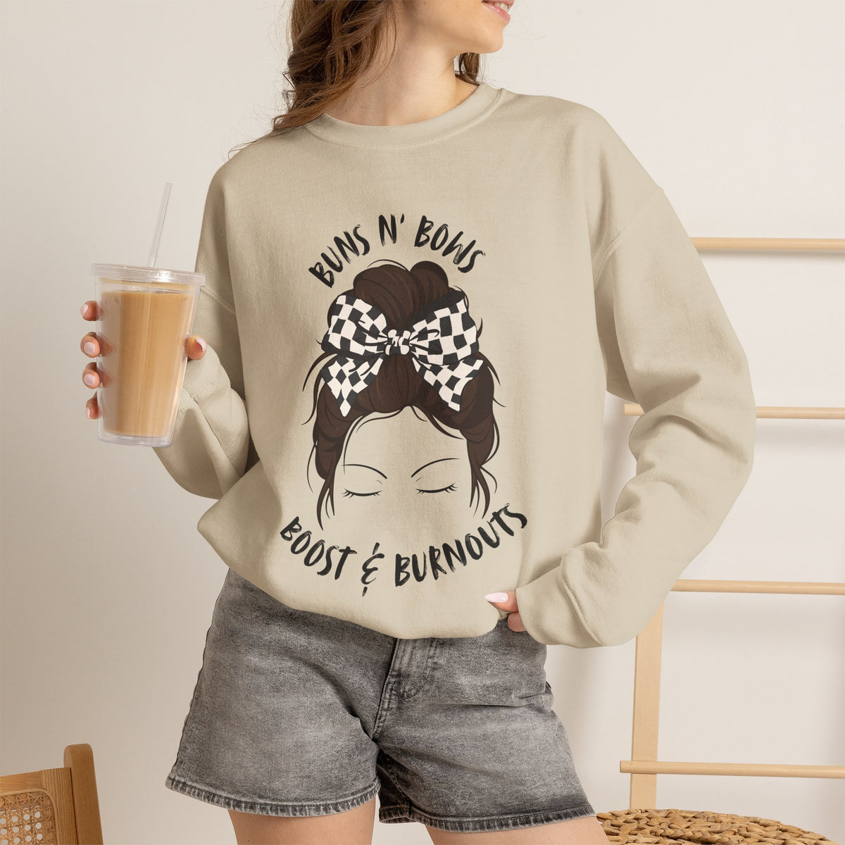 Buns N' Bows Boost & Burnouts Crewneck Sweatshirt