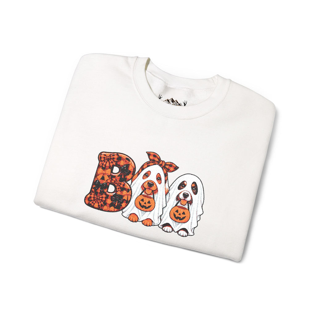 Dog Themed "BOO" Embroidered Crewneck Sweatshirt