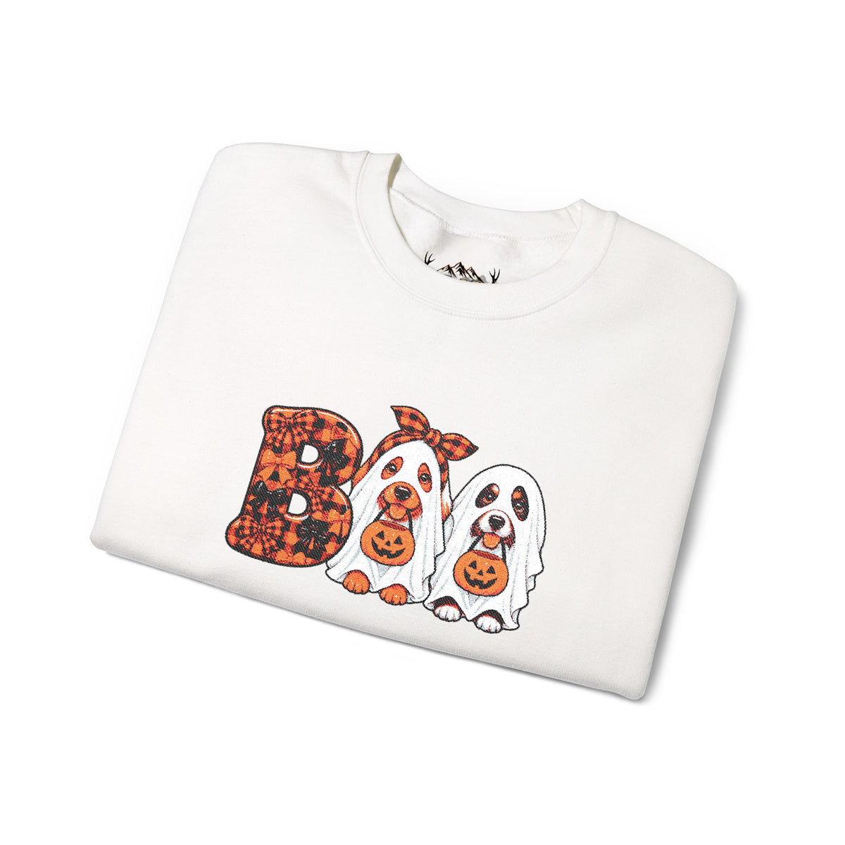 Dog Themed "BOO" Embroidered Crewneck Sweatshirt