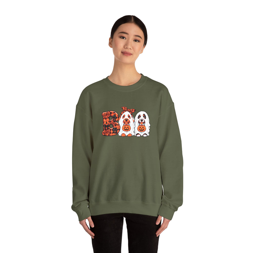 Dog Themed "BOO" Embroidered Crewneck Sweatshirt