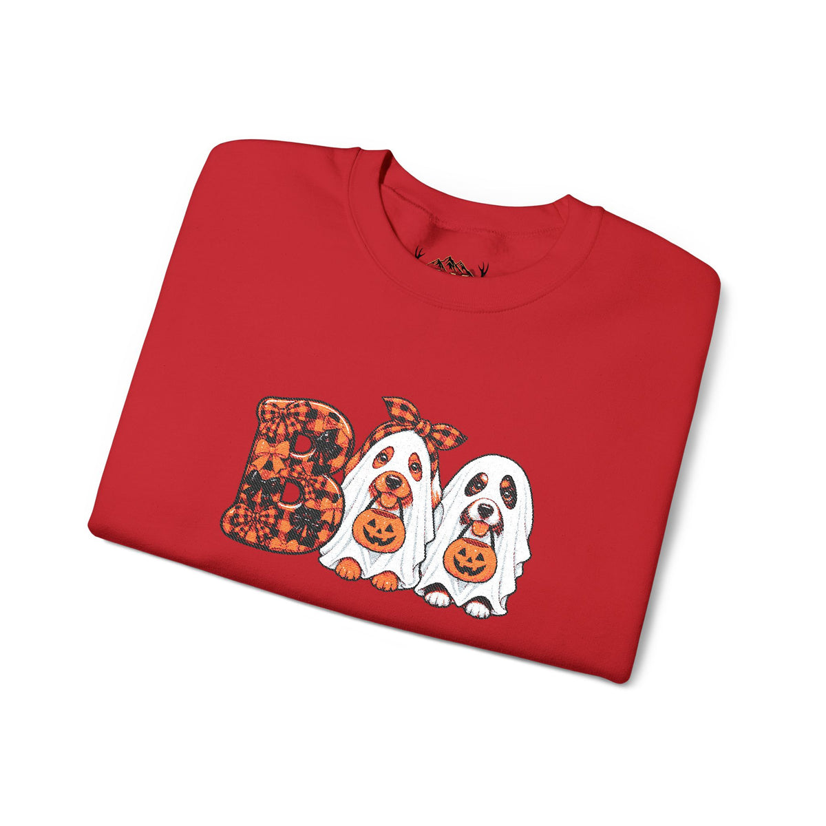 Dog Themed "BOO" Embroidered Crewneck Sweatshirt