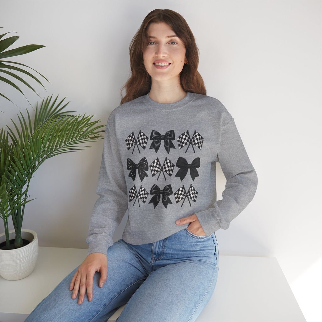 Bows & Racing Flag Crewneck Sweatshirt