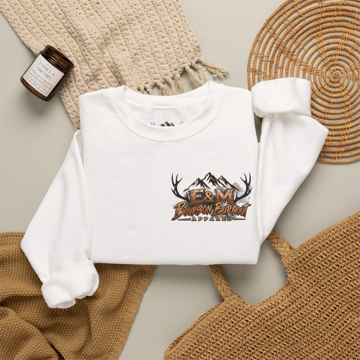 E&M Bourbon Burnout Apparel Crewneck Sweatshirt