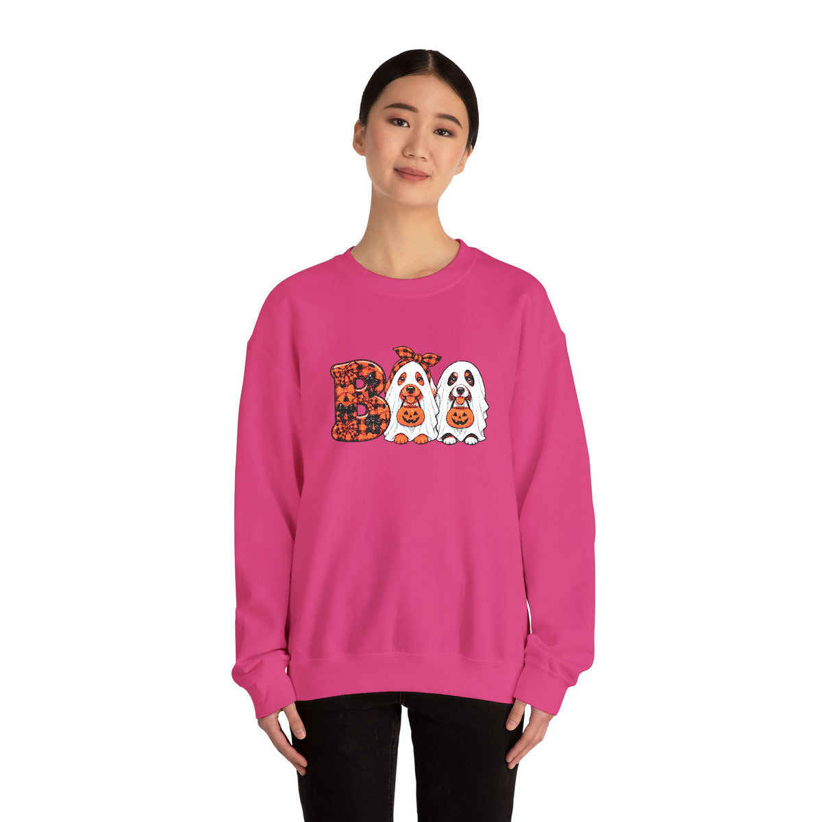 Dog Themed "BOO" Embroidered Crewneck Sweatshirt