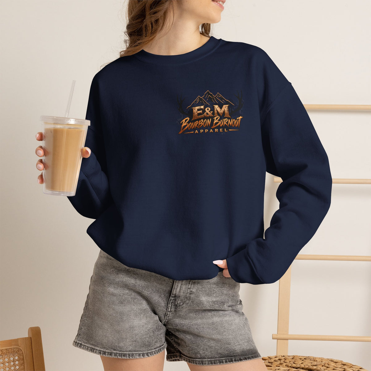 E&M Bourbon Burnout Apparel Crewneck Sweatshirt