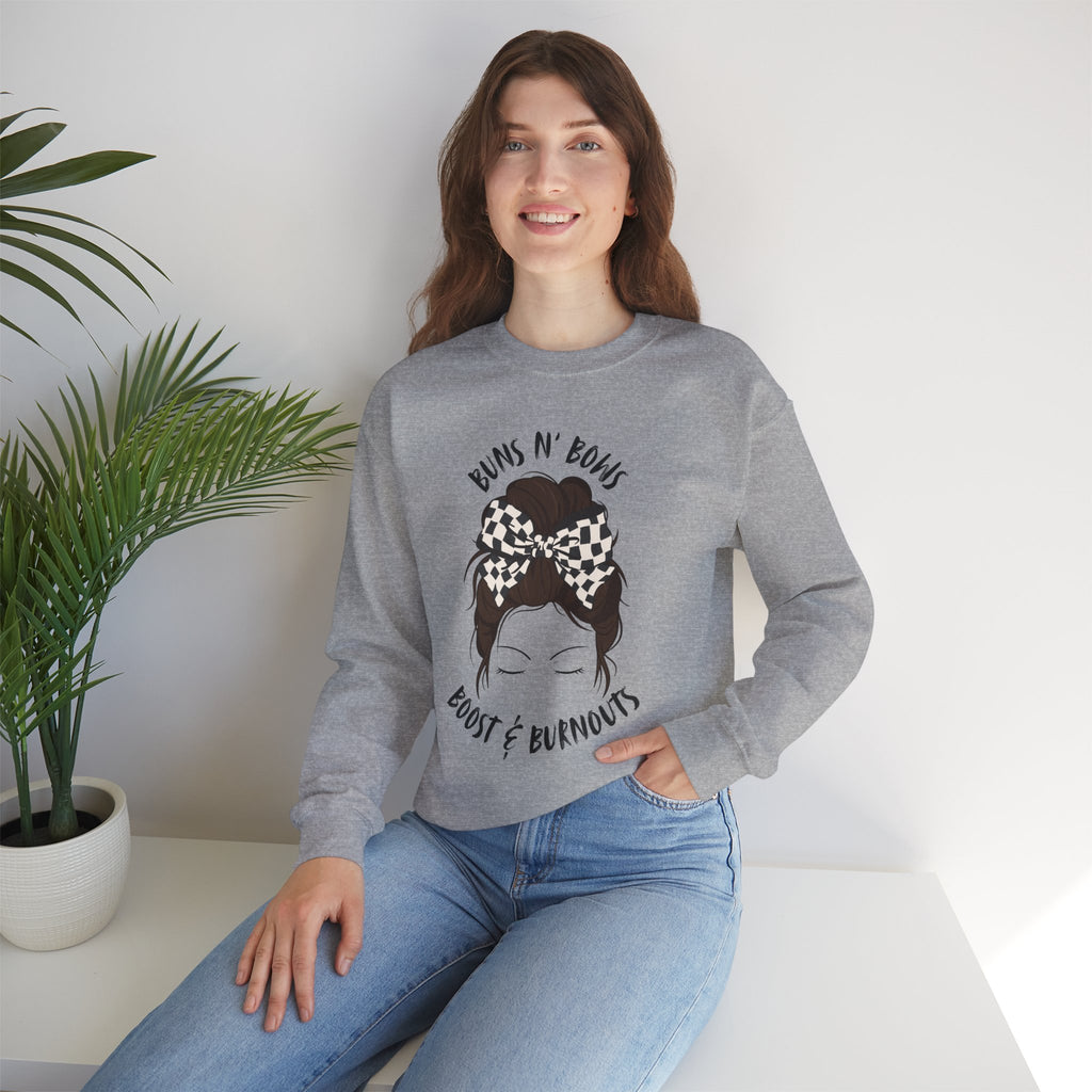 Buns N' Bows Boost & Burnouts Crewneck Sweatshirt