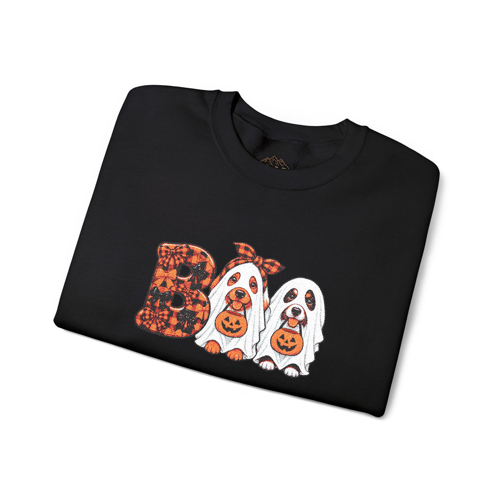 Dog Themed "BOO" Embroidered Crewneck Sweatshirt