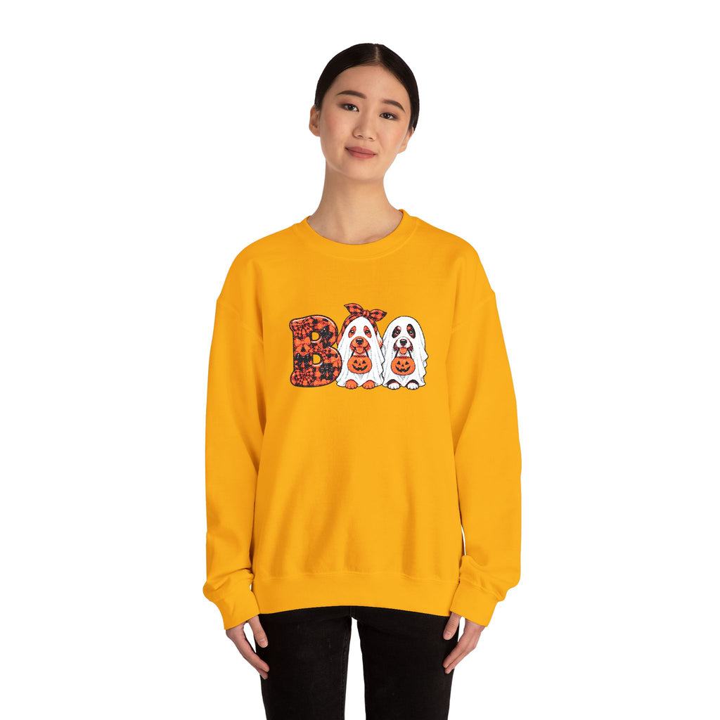 Dog Themed "BOO" Embroidered Crewneck Sweatshirt