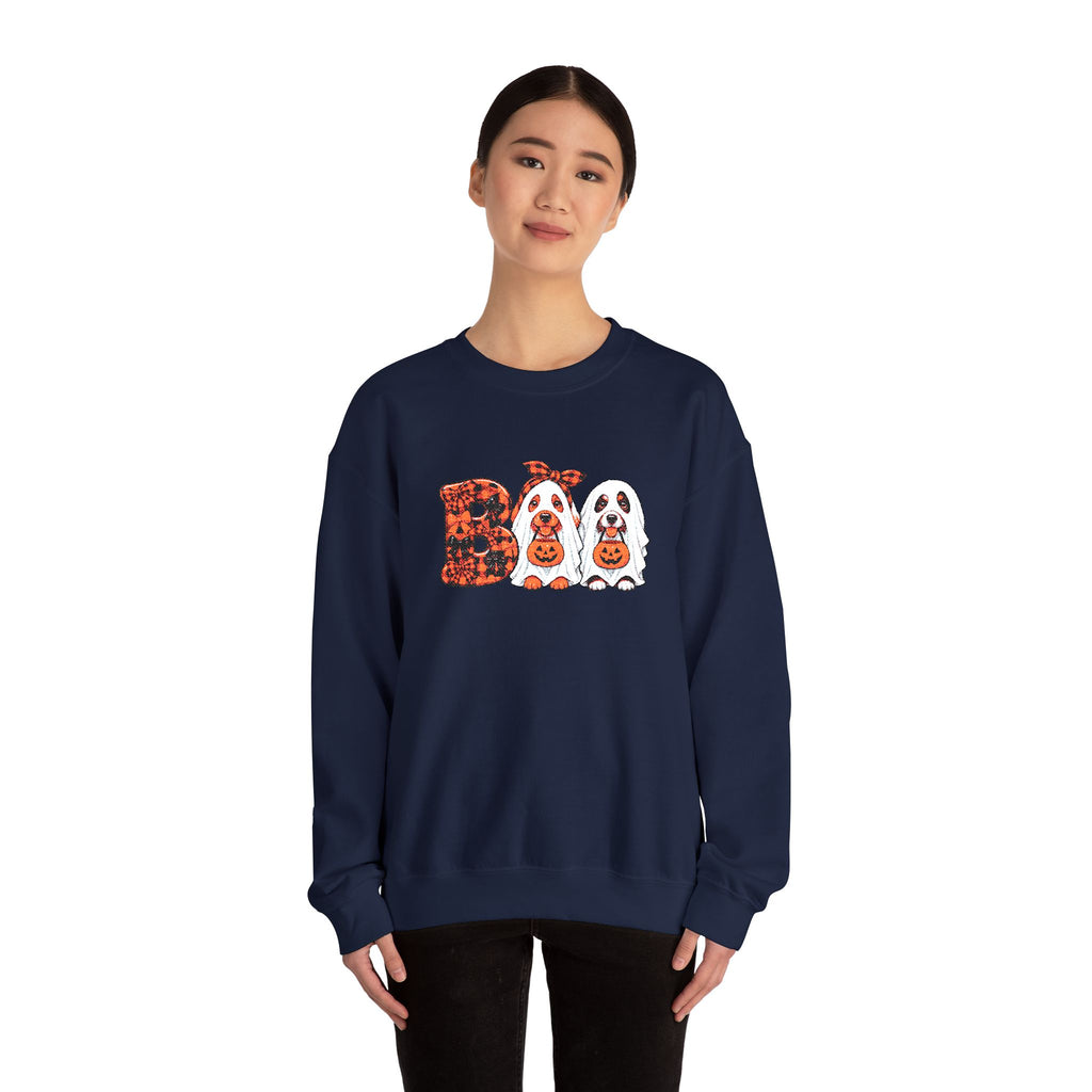Dog Themed "BOO" Embroidered Crewneck Sweatshirt
