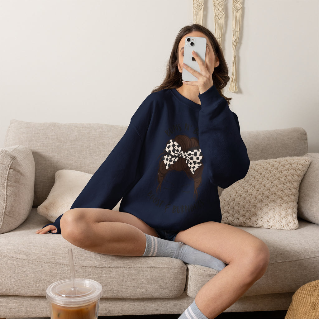 Buns N' Bows Boost & Burnouts Crewneck Sweatshirt