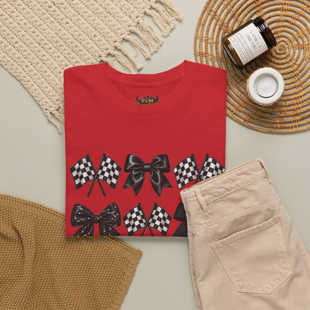 Bows & Racing Flag T-Shirt