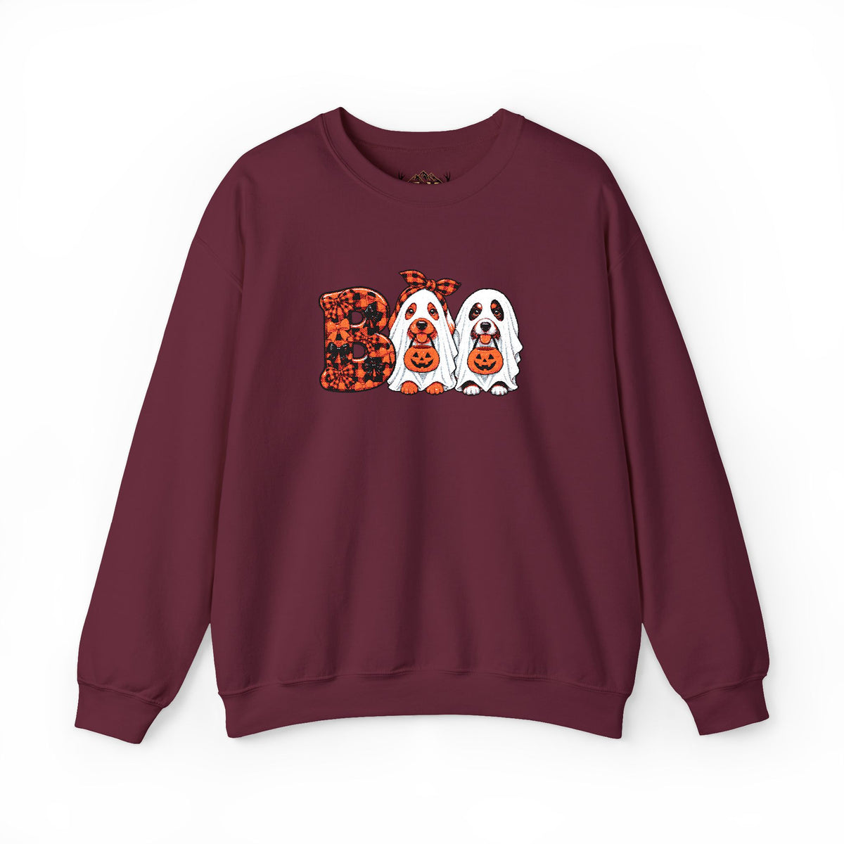 Dog Themed "BOO" Embroidered Crewneck Sweatshirt