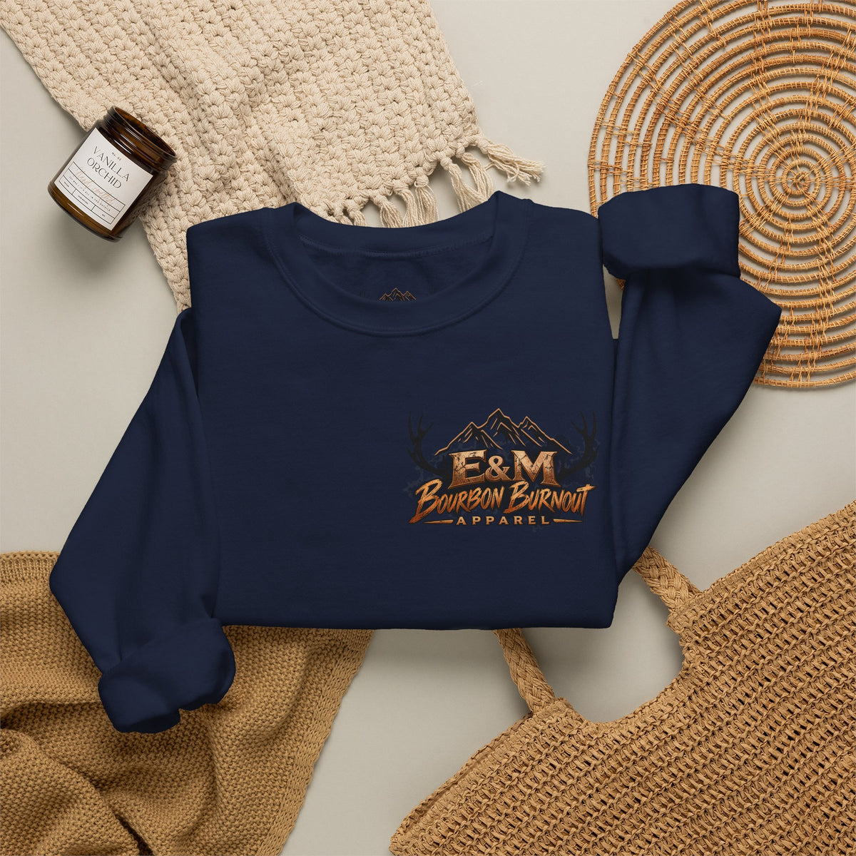 E&M Bourbon Burnout Apparel Crewneck Sweatshirt