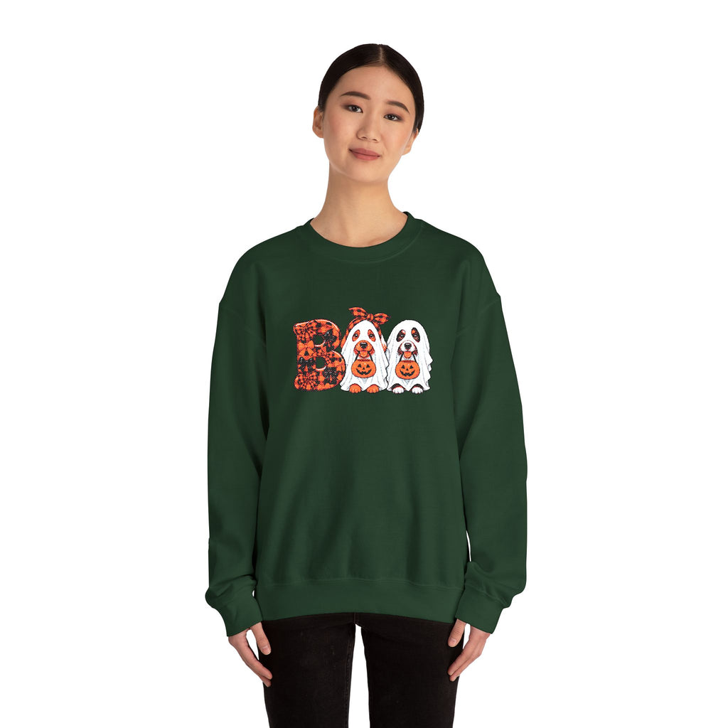 Dog Themed "BOO" Embroidered Crewneck Sweatshirt