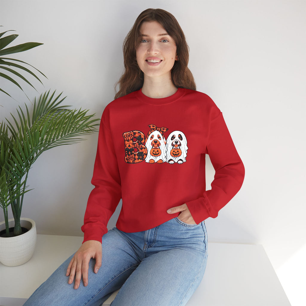Dog Themed "BOO" Embroidered Crewneck Sweatshirt