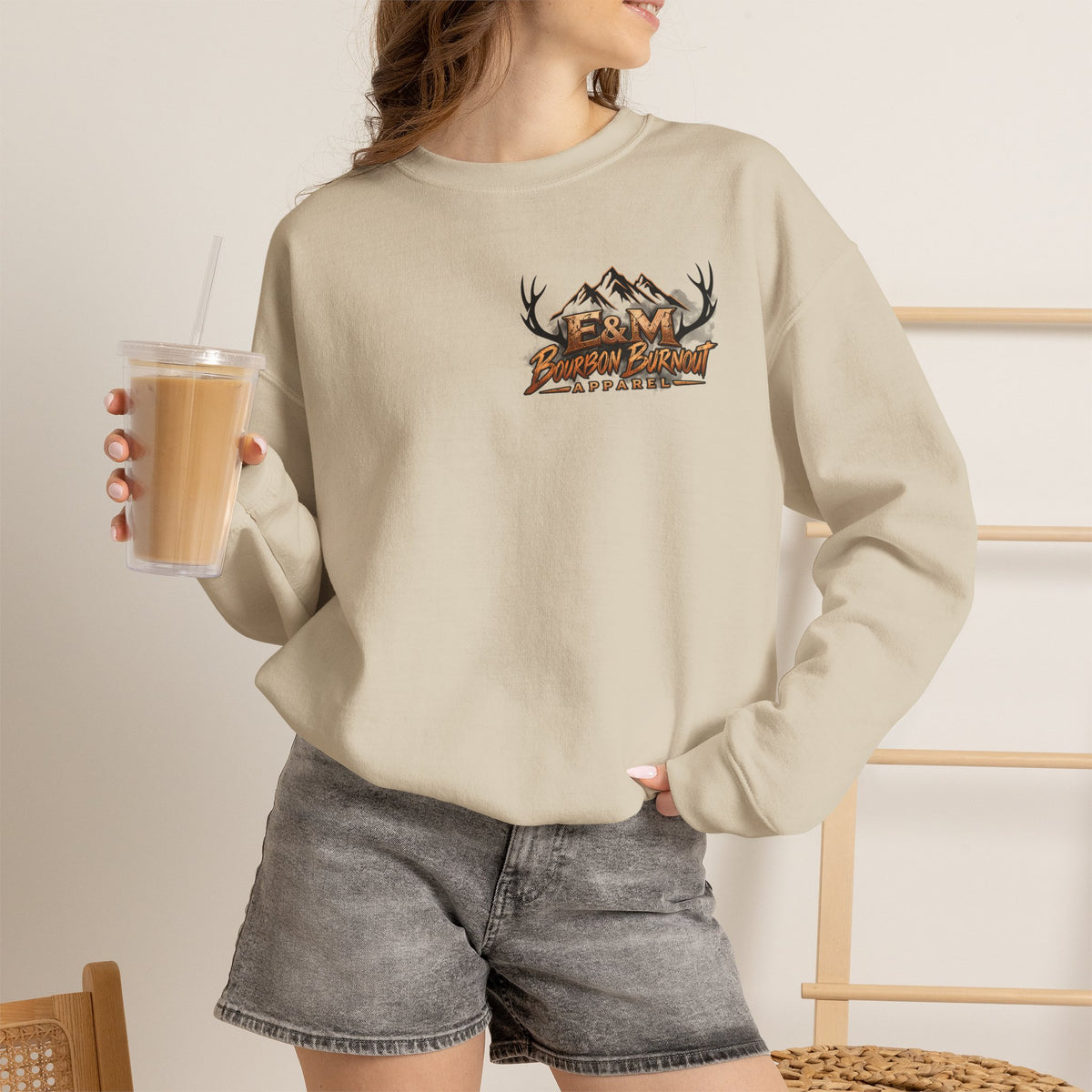 E&M Bourbon Burnout Apparel Crewneck Sweatshirt
