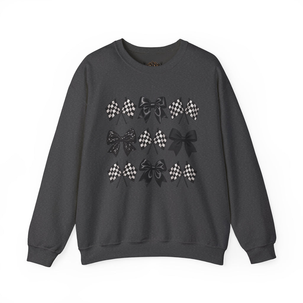 Bows & Racing Flag Crewneck Sweatshirt
