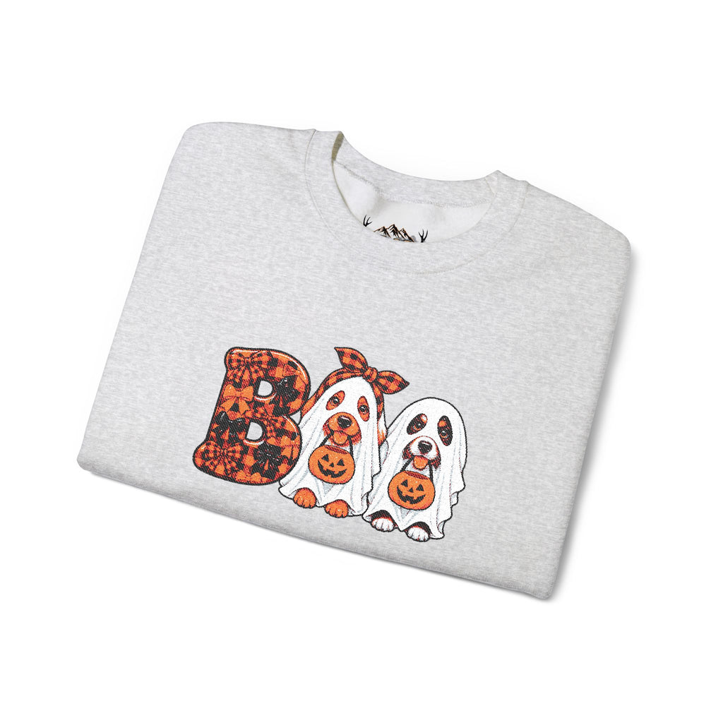 Dog Themed "BOO" Embroidered Crewneck Sweatshirt