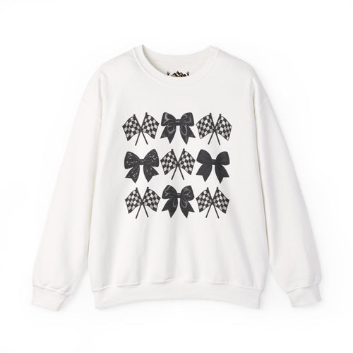 Bows & Racing Flag Crewneck Sweatshirt