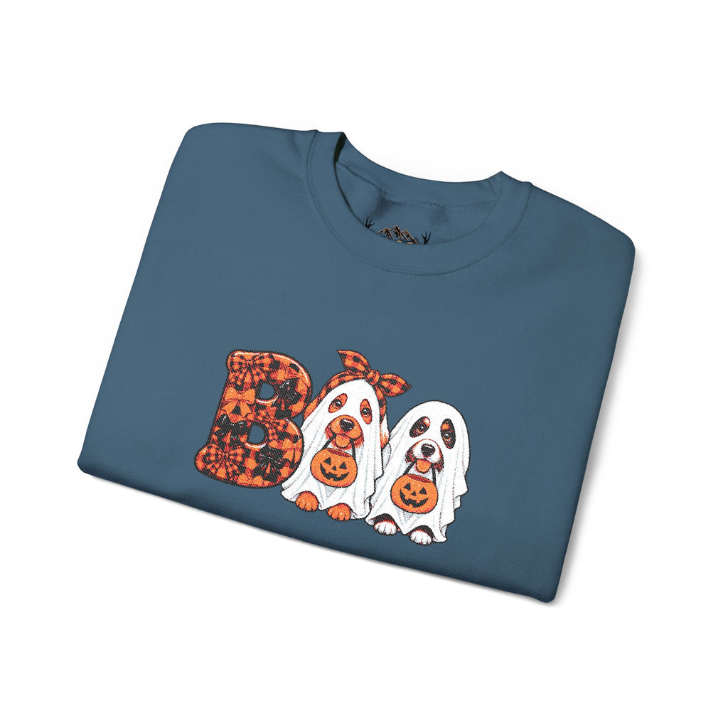 Dog Themed "BOO" Embroidered Crewneck Sweatshirt