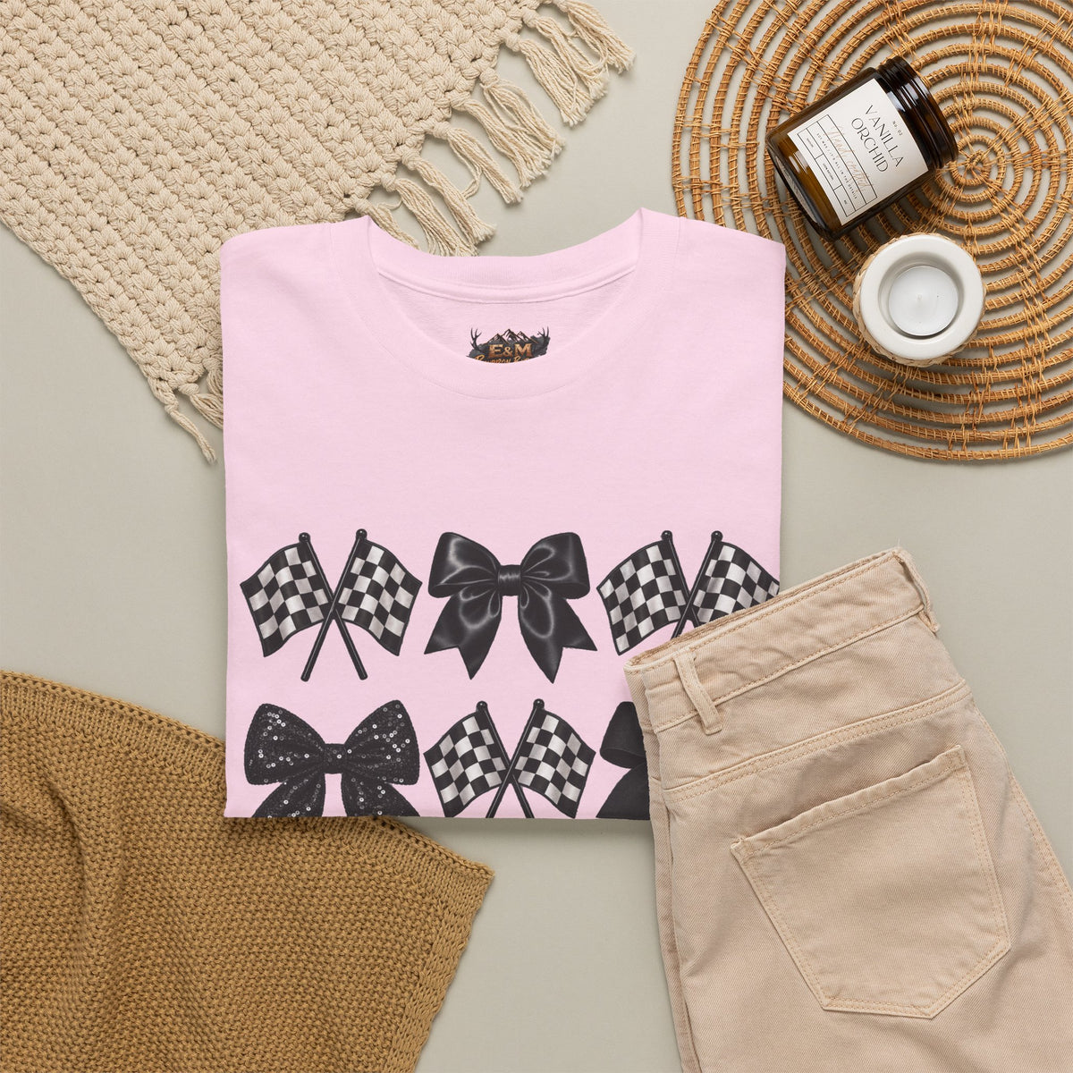 Bows & Racing Flag T-Shirt