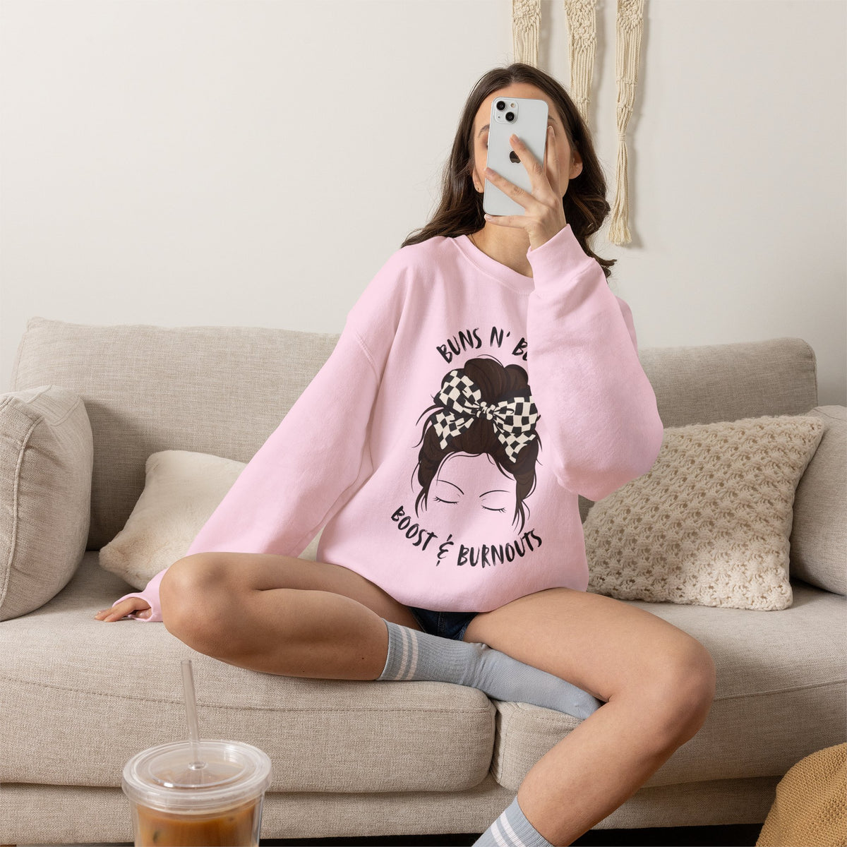 Buns N' Bows Boost & Burnouts Crewneck Sweatshirt
