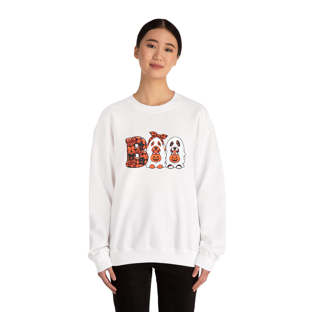 Dog Themed "BOO" Embroidered Crewneck Sweatshirt