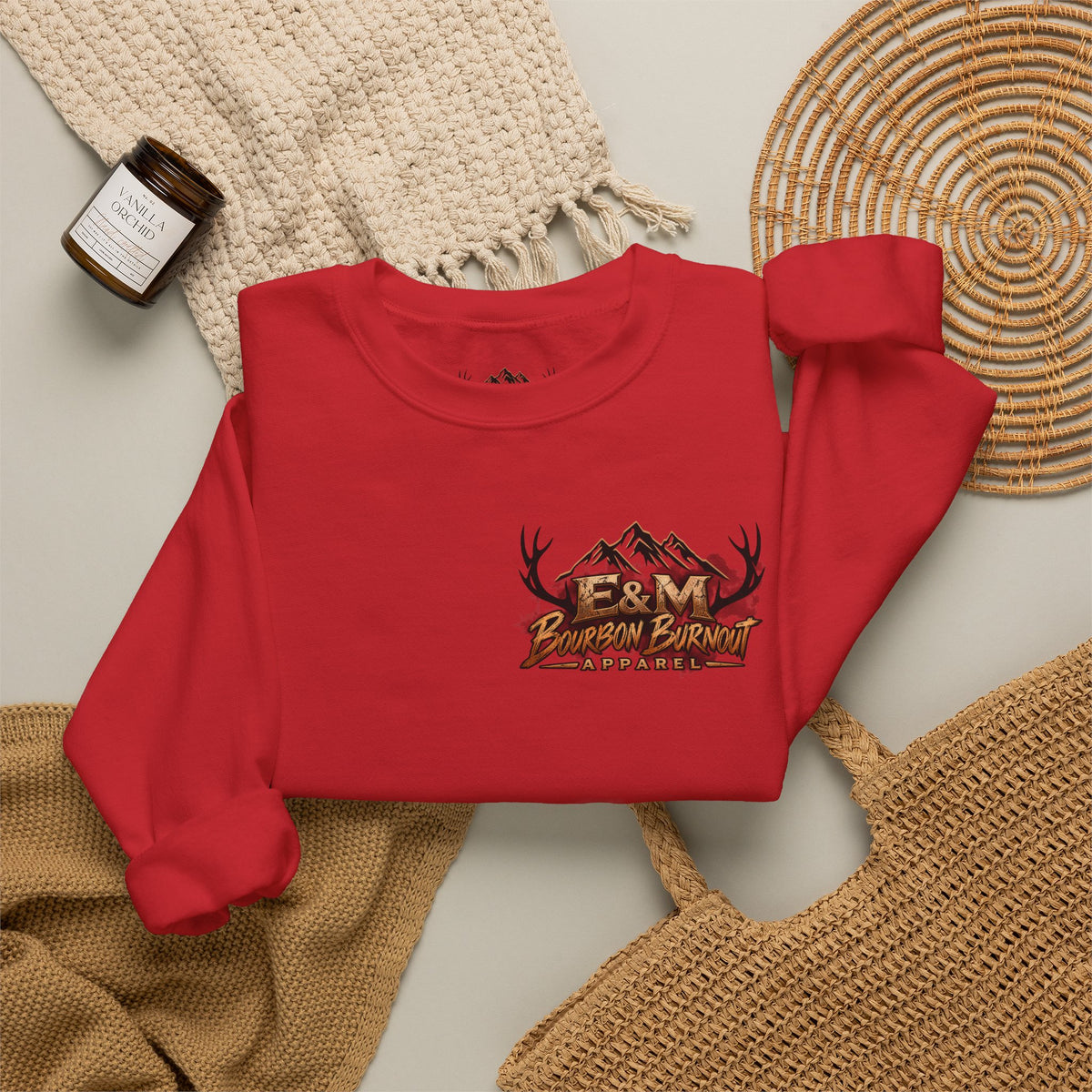E&M Bourbon Burnout Apparel Crewneck Sweatshirt