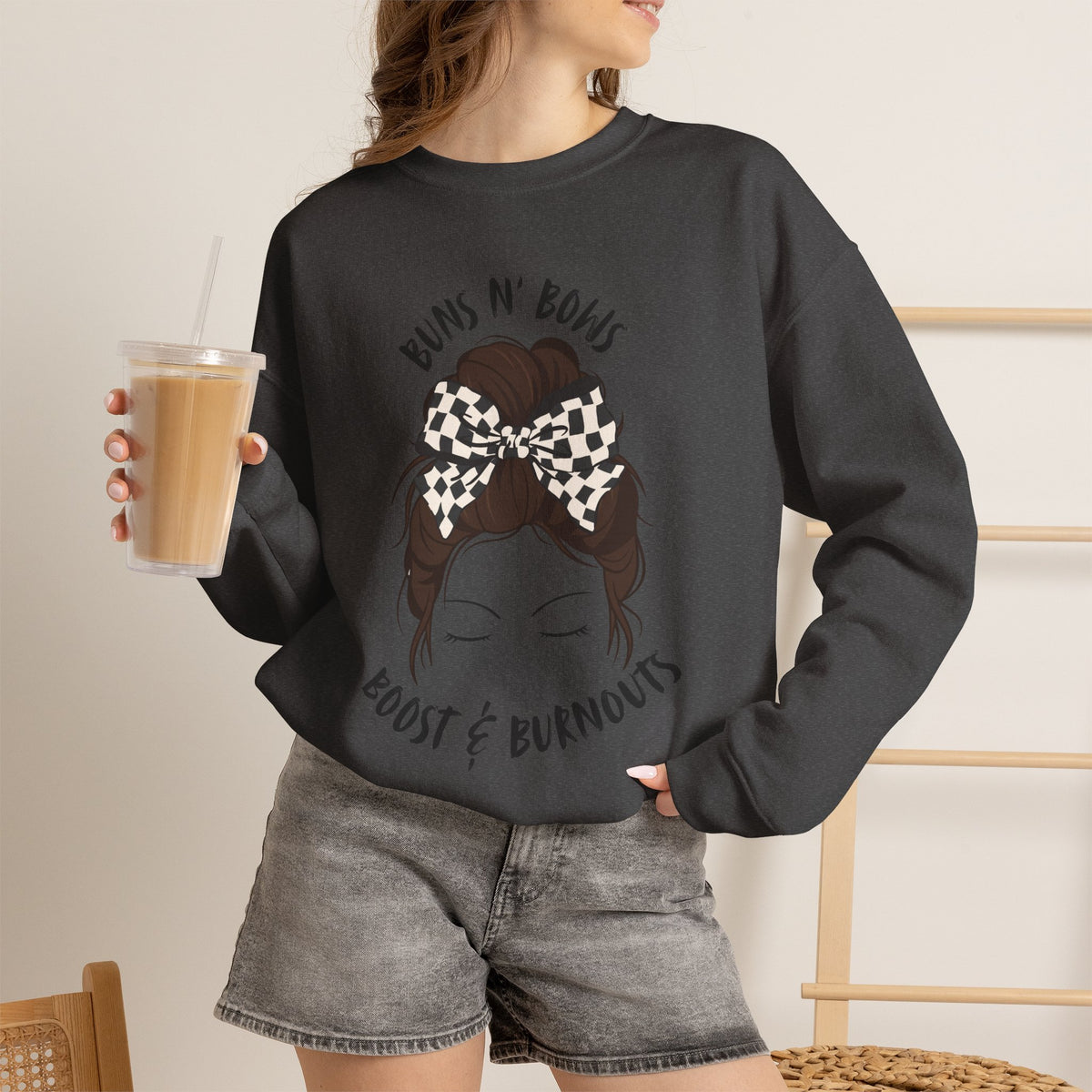 Buns N' Bows Boost & Burnouts Crewneck Sweatshirt