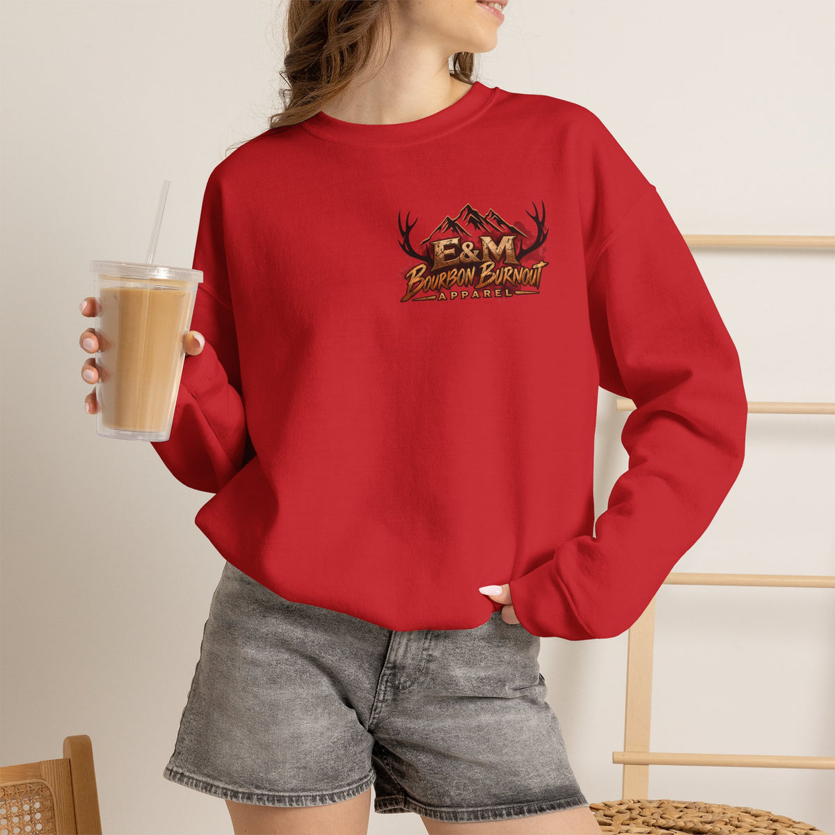 E&M Bourbon Burnout Apparel Crewneck Sweatshirt