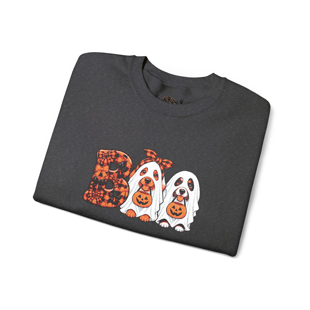 Dog Themed "BOO" Embroidered Crewneck Sweatshirt