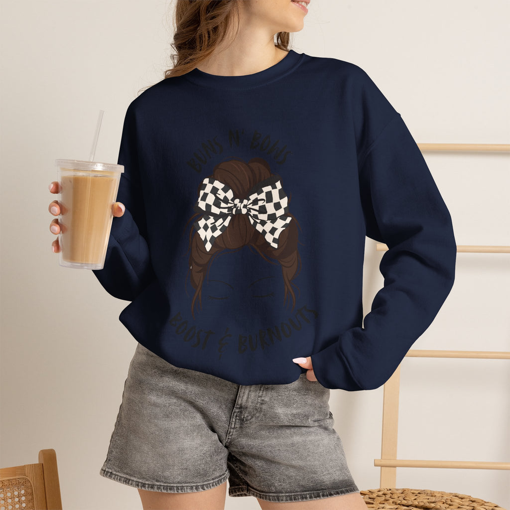 Buns N' Bows Boost & Burnouts Crewneck Sweatshirt