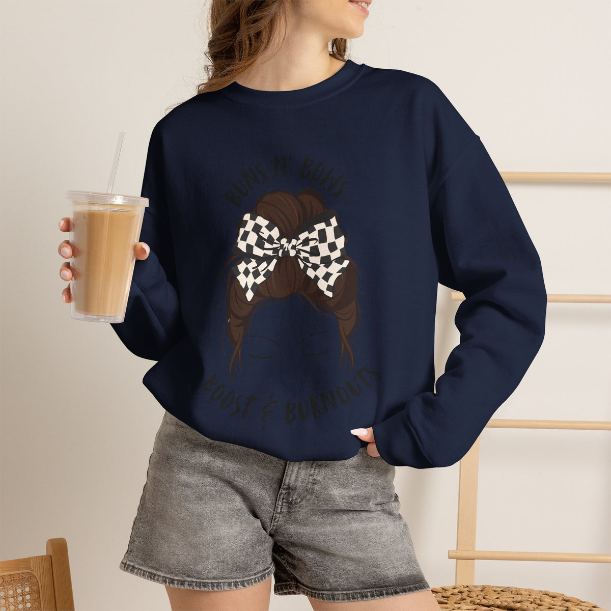 Buns N' Bows Boost & Burnouts Crewneck Sweatshirt