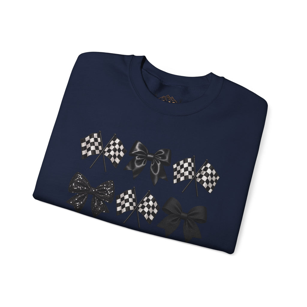 Bows & Racing Flag Crewneck Sweatshirt