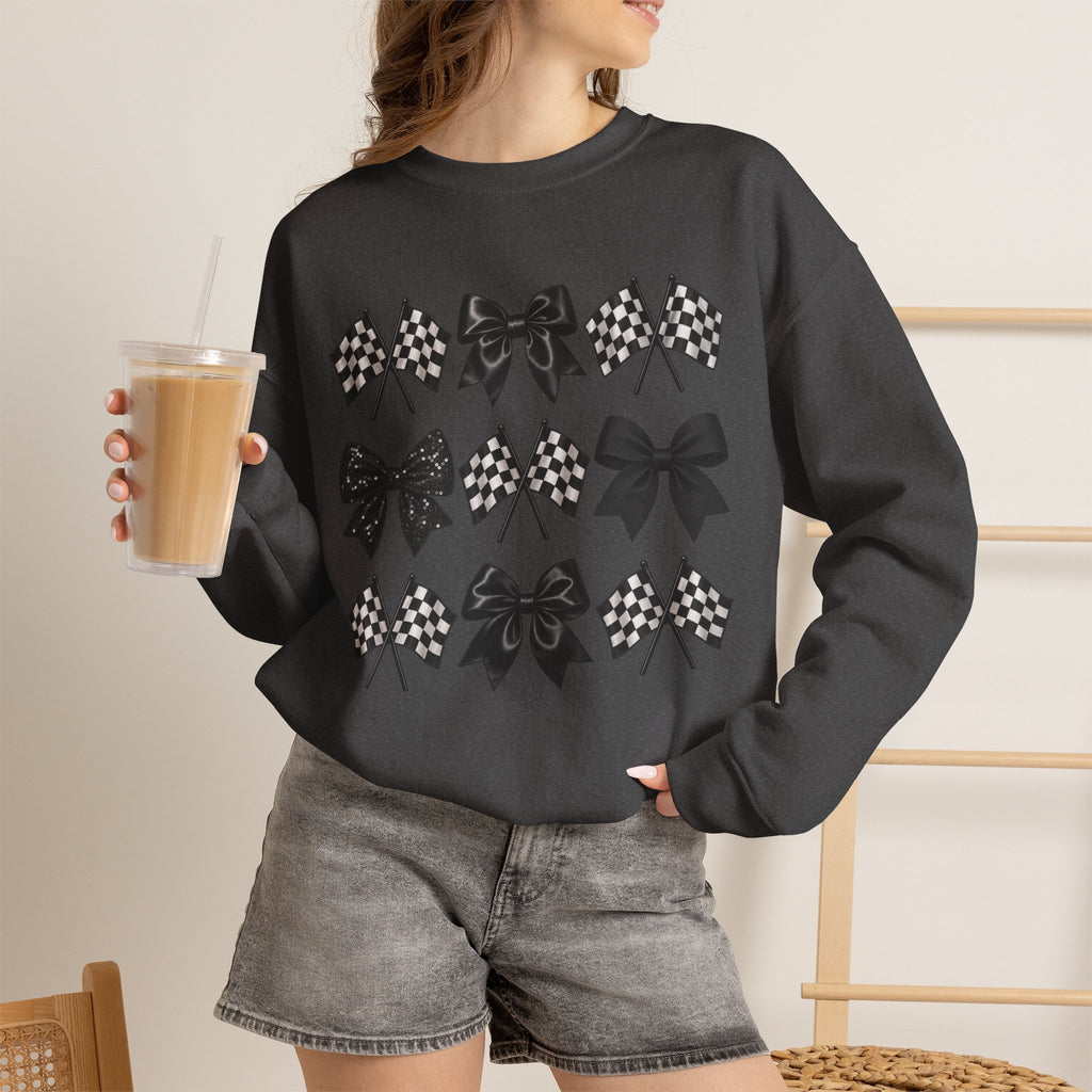 Bows & Racing Flag Crewneck Sweatshirt