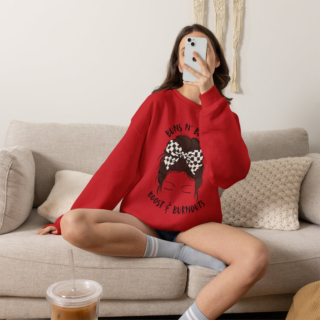 Buns N' Bows Boost & Burnouts Crewneck Sweatshirt